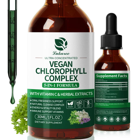 Lukaree Chlorophyll Liquid Drops | Cleanse, Immune & Gut Health Peaceful Pleasures Health and Wellness 3bottles United States 30ml