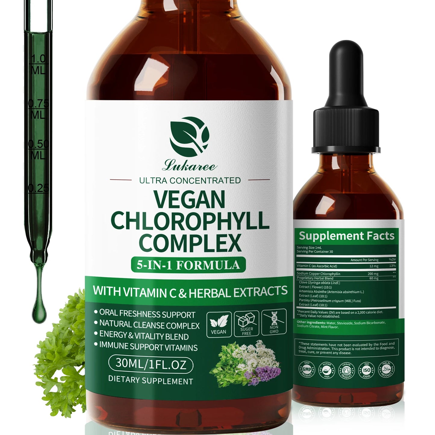 Chlorophyll Liquid Drops 30ml – Cleanse, Skin & Gut Health Peaceful Pleasures Health and Wellness 30ml 3bottles United States
