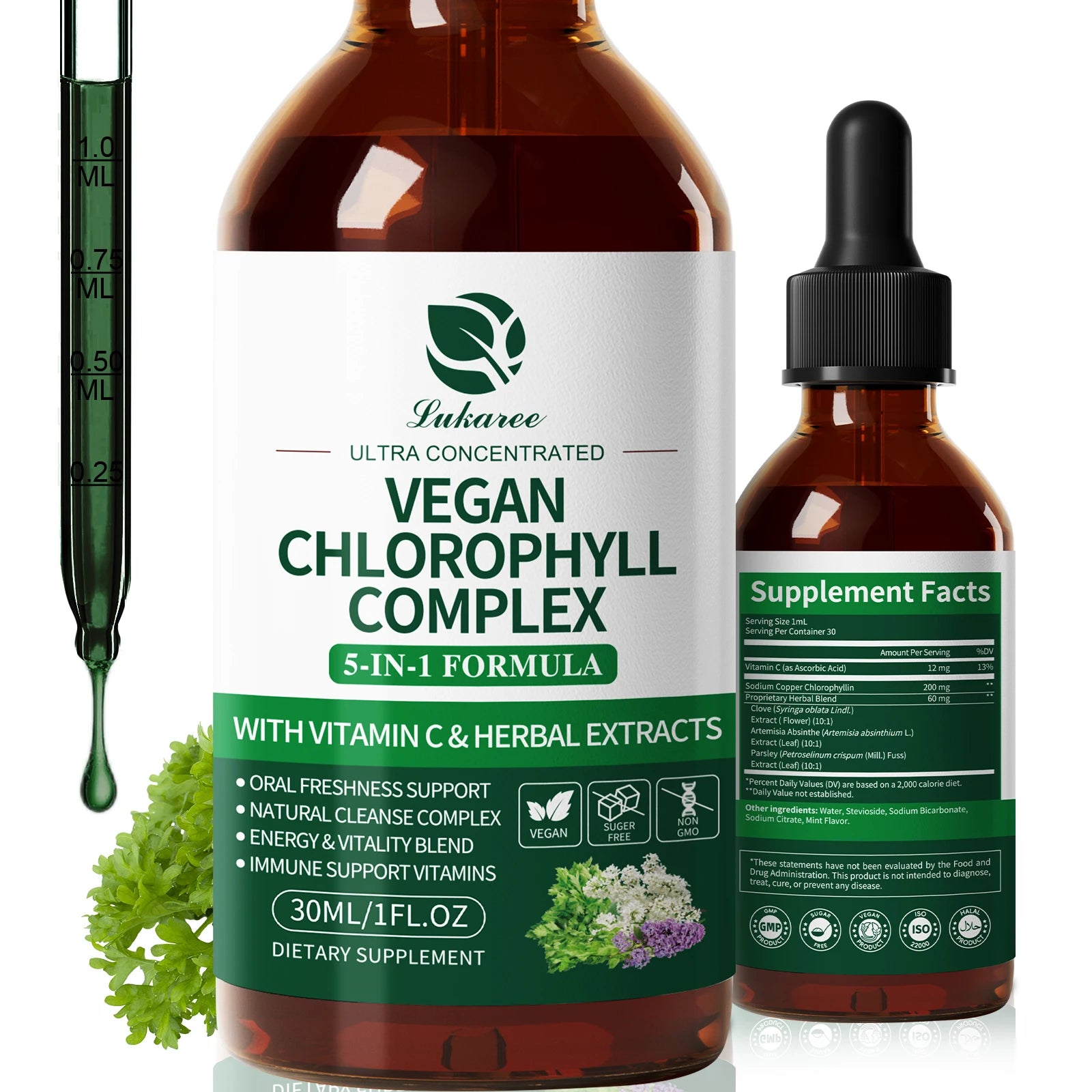 Chlorophyll Liquid Drops 30ml – Cleanse, Skin & Gut Health Peaceful Pleasures Health and Wellness 30ml 3bottles United States