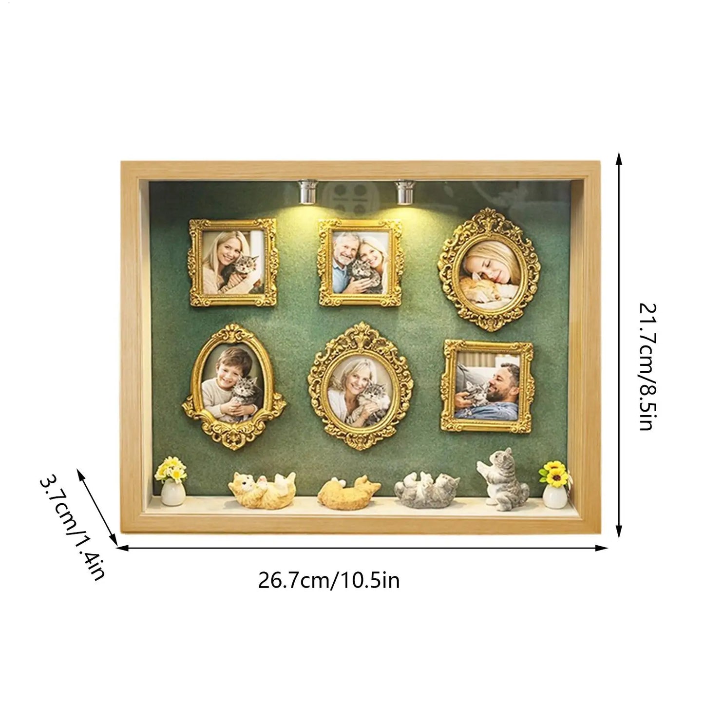 Mini Shadow Boxes Photo Album Display Miniature Figurines Travel Shadowes Box for Family Friends Adults Women Home Indoor Office Peaceful Pleasures Health and Wellness