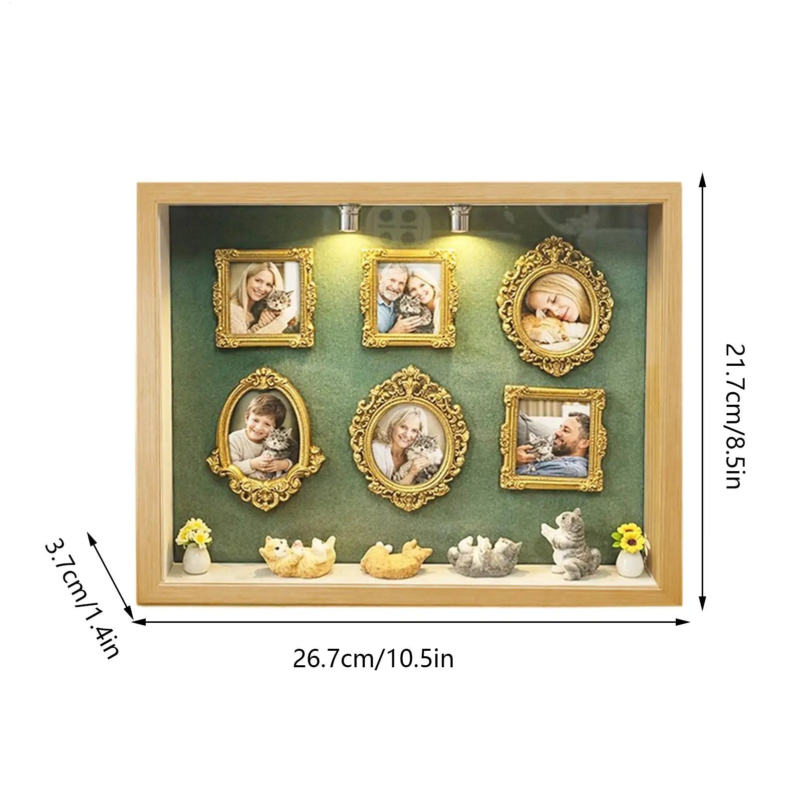 Mini Shadow Boxes Photo Album Display Miniature Figurines Travel Shadowes Box for Family Friends Adults Women Home Indoor Office Peaceful Pleasures Health and Wellness