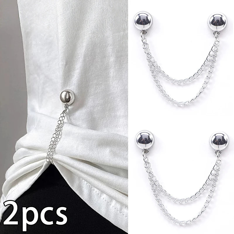 Magnetic Jean Buttons – Metal Clothing Clips with Chain (2pcs)
