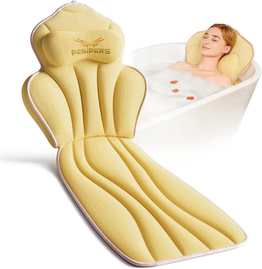 Full Body Bathtub Pillow – 13 Suction Cups, 3.9" Thick Air Mesh Peaceful Pleasures Health and Wellness United States