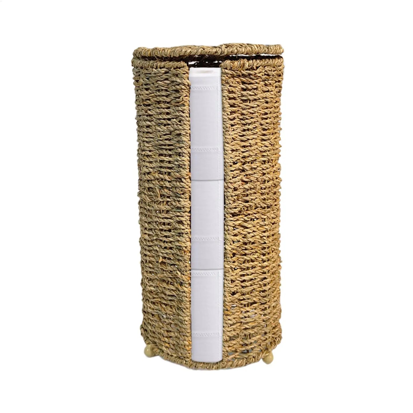 Handwoven Seagrass Toilet Paper Holder Basket with Lid