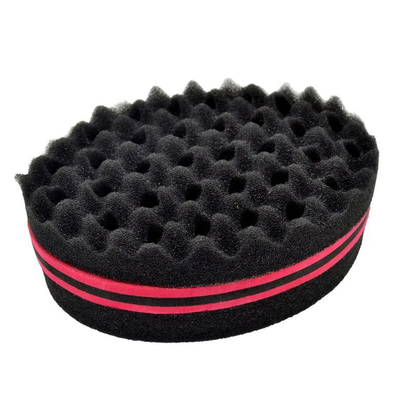 Oval Sponge Hair Brush Double Sided Hair Curler Wave-Shaped Hair Curl Twist Hair Brush Sponge Hair Styling Tools Peaceful Pleasures Health and Wellness Red