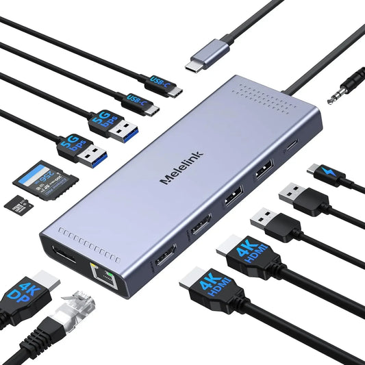 14-in-1 USB-C Docking Station with Triple Display Support, 4K HDMI, PD Charging & Ethernet Peaceful Pleasures Health and Wellness United States