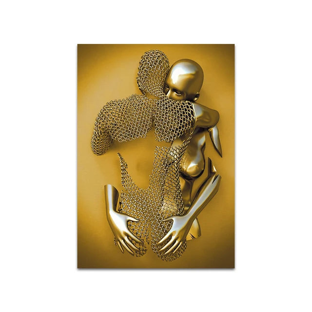 Abstract Couple Portrait Canvas Wall Art | Nordic Pop Print