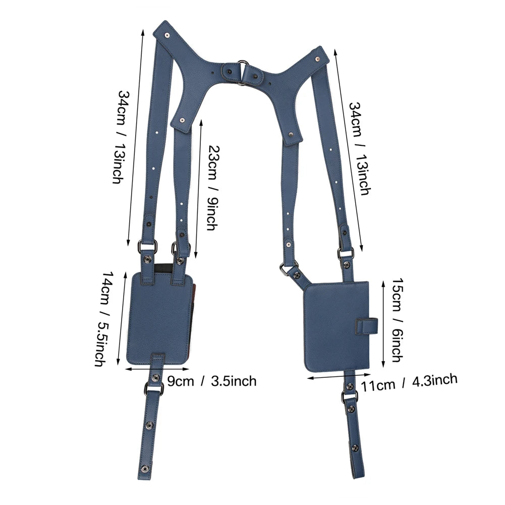 Retro Anti-Theft Leather Double Shoulder Armpit Bag Outdoor Fashion Adjustable Wallet Phone Case For Men Shoulder Holster Bags Peaceful Pleasures Health and Wellness Blue