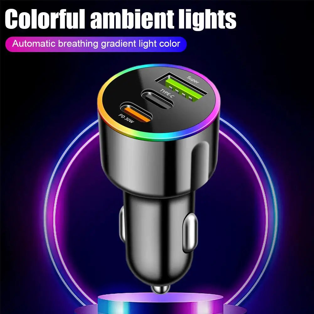 Dual Port PD 60W Fast Car Charger USB-C & USB-A Adapter