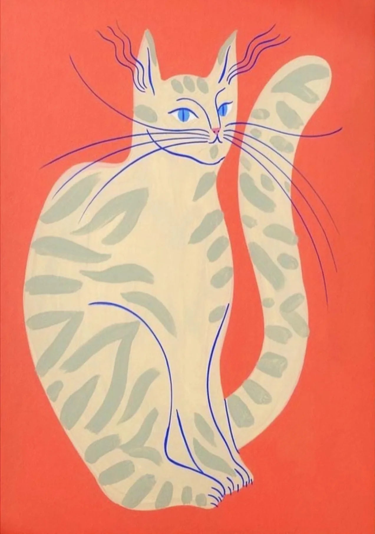 Abstract Cats Illustration Poster Funny Animal Prints Canvas Painting Wall Art Pictures Home Living Room Modern Pets Decoration Peaceful Pleasures Health and Wellness