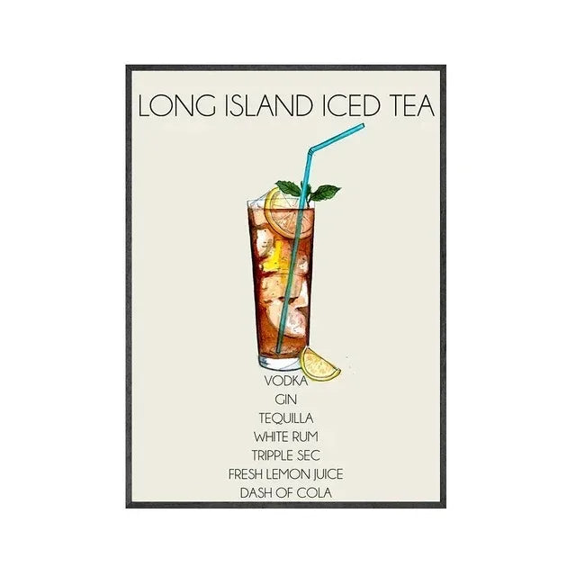 Gin & Tonic Cocktail Canvas Wall Art | Bar Home Decor Print