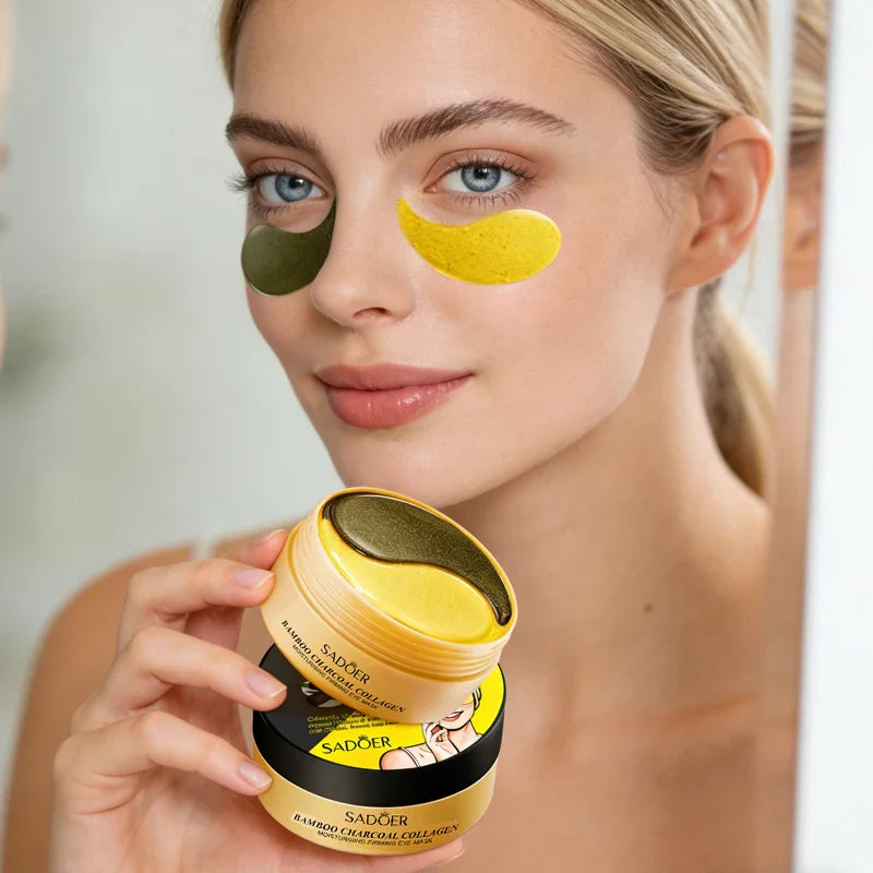 60-Pack Bamboo Charcoal Collagen Eye Masks – Moisturizing
