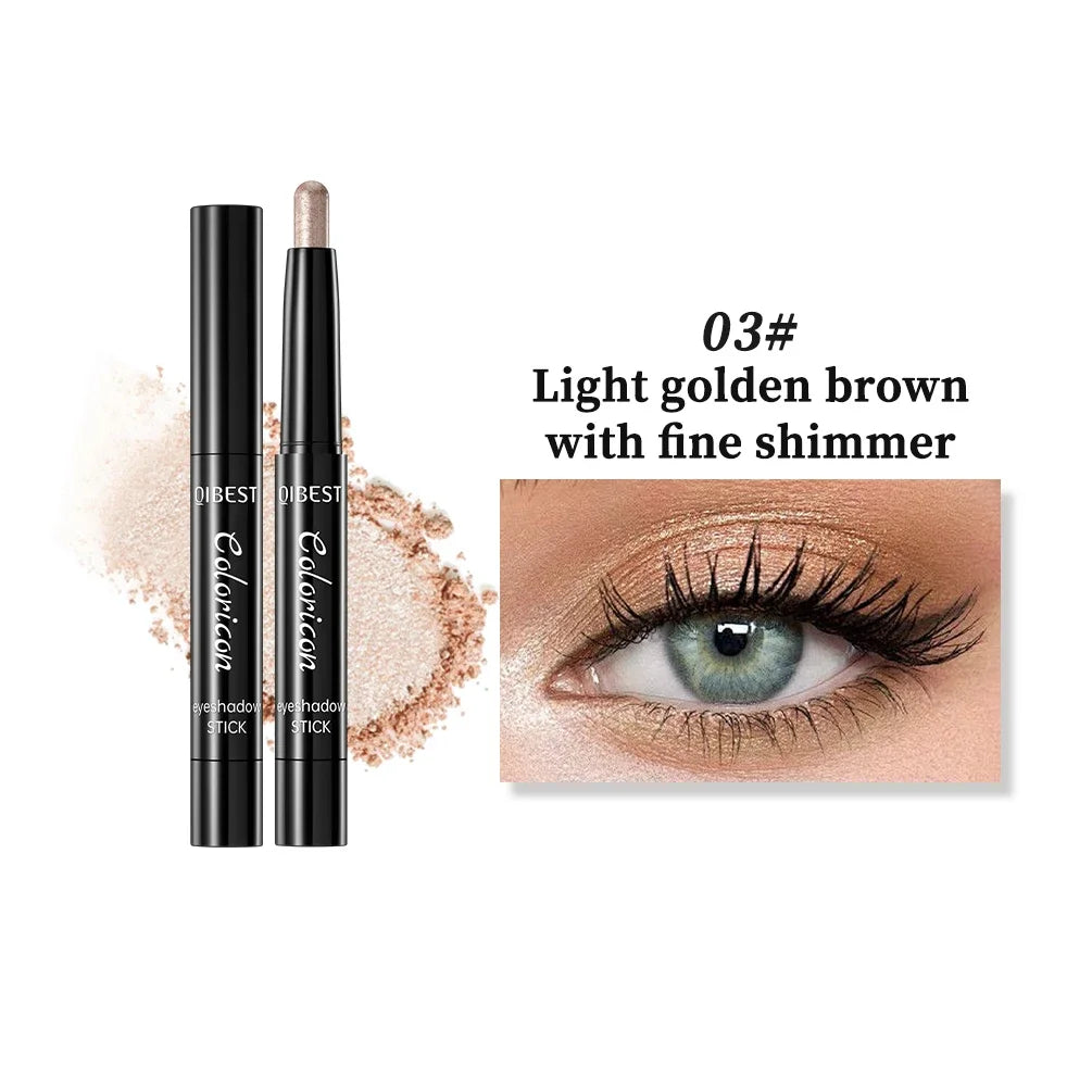 QIBEST Pearlescent Eyeshadow Stick Lasting Glitter Shimmer Colorful Eye Shadow Pencil Makeup Highlighter Brighten Lying Silkworm Peaceful Pleasures Health and Wellness 03