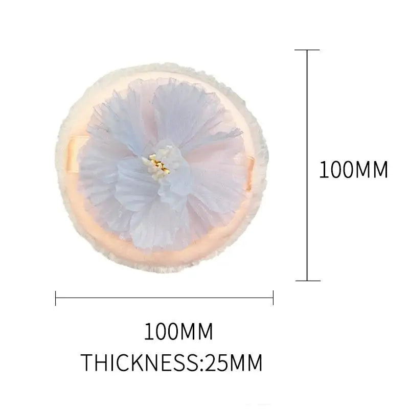 3D Ribbon Flower Velvet Powder Puff | Dual-Sided Fluffy