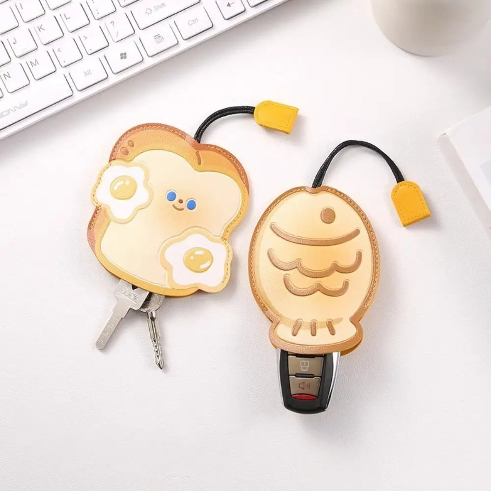 Creative Open Close Key Bag Pull Out Cartoon Cute Large Capacity Drawstring Universal Electric Vehicle Car Key Holder Daily Use Peaceful Pleasures Health and Wellness