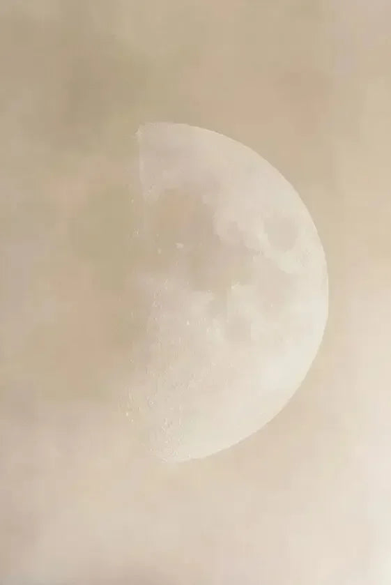 Retro Beige Full Moon Canvas Wall Art | Lunar Print Décor