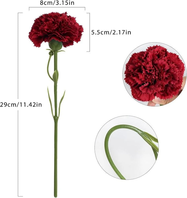 Silk Carnation Artificial Flowers 4/8pcs – Wedding & Home Decor