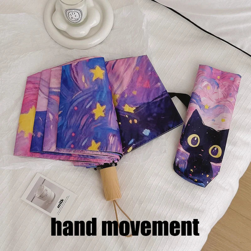 Cat Cartoon Auto Folding Umbrella – Sun & Rain Protection