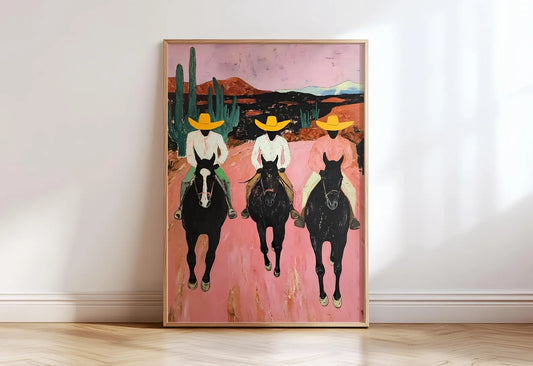 Southwestern cowboys Print, colorful abstract western horse painting, modern country cowboy poster, eclectic printable wall art Peaceful Pleasures Health and Wellness