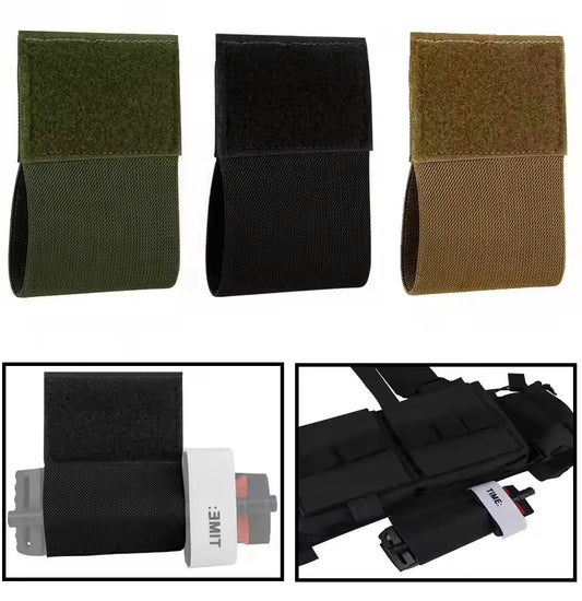 Elastic tourniquet holder hook and ring outdoor EDC bag plate carrier chest Rig vest belt carrying emergency storage tourniquet Peaceful Pleasures Health and Wellness