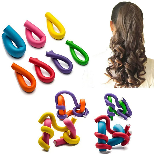 Flexible Hair Curling Rod Hair Curler Makers Soft Foam Bendy Twist Curls Flexi Rollers Styling Tools Hair Roller Peaceful Pleasures Health and Wellness
