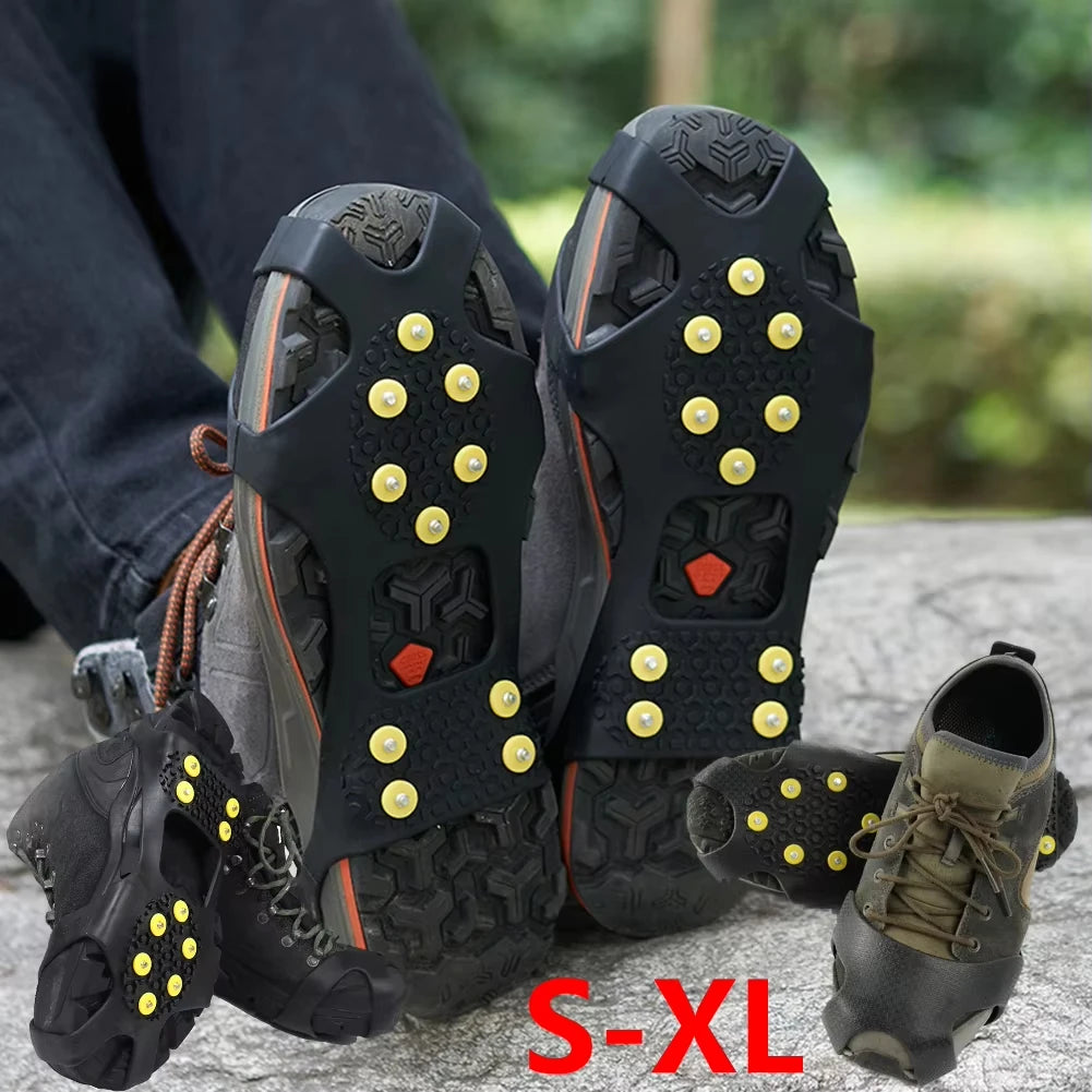10 Steel Studs Crampons Snow Grips Cleats for Ice and Snow Anti-Slip Rubber Traction Cleats Hiking Walking Climbing Jogging Peaceful Pleasures Health and Wellness