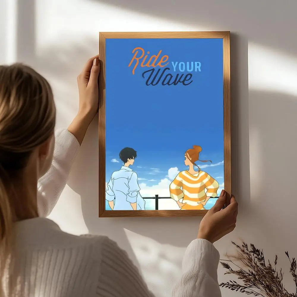 Anime R-Ride Your Wave Poster HD Self Adhesive Waterproof Wall Art Ideal for Home Office Dorm Bedroom Great Gift Peaceful Pleasures Health and Wellness White4 40X50cmNoframe
