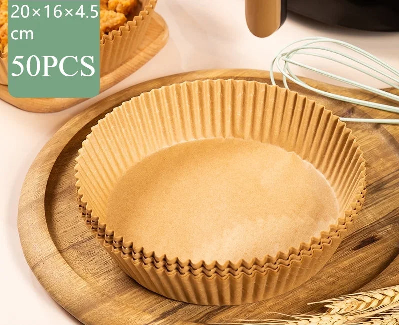 Baking Supplies Air Fryer Paper Liner Kitchens Accessories Large For Kitchen Accessory Non-stick Baking Mat Disposable Peaceful Pleasures Health and Wellness Round-50Pcs