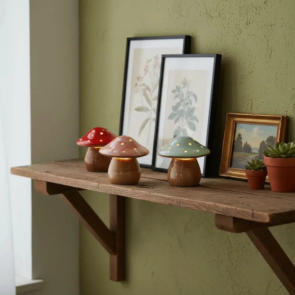 Ceramic Mushroom Night Light | Soft Glow Decorative Lamp