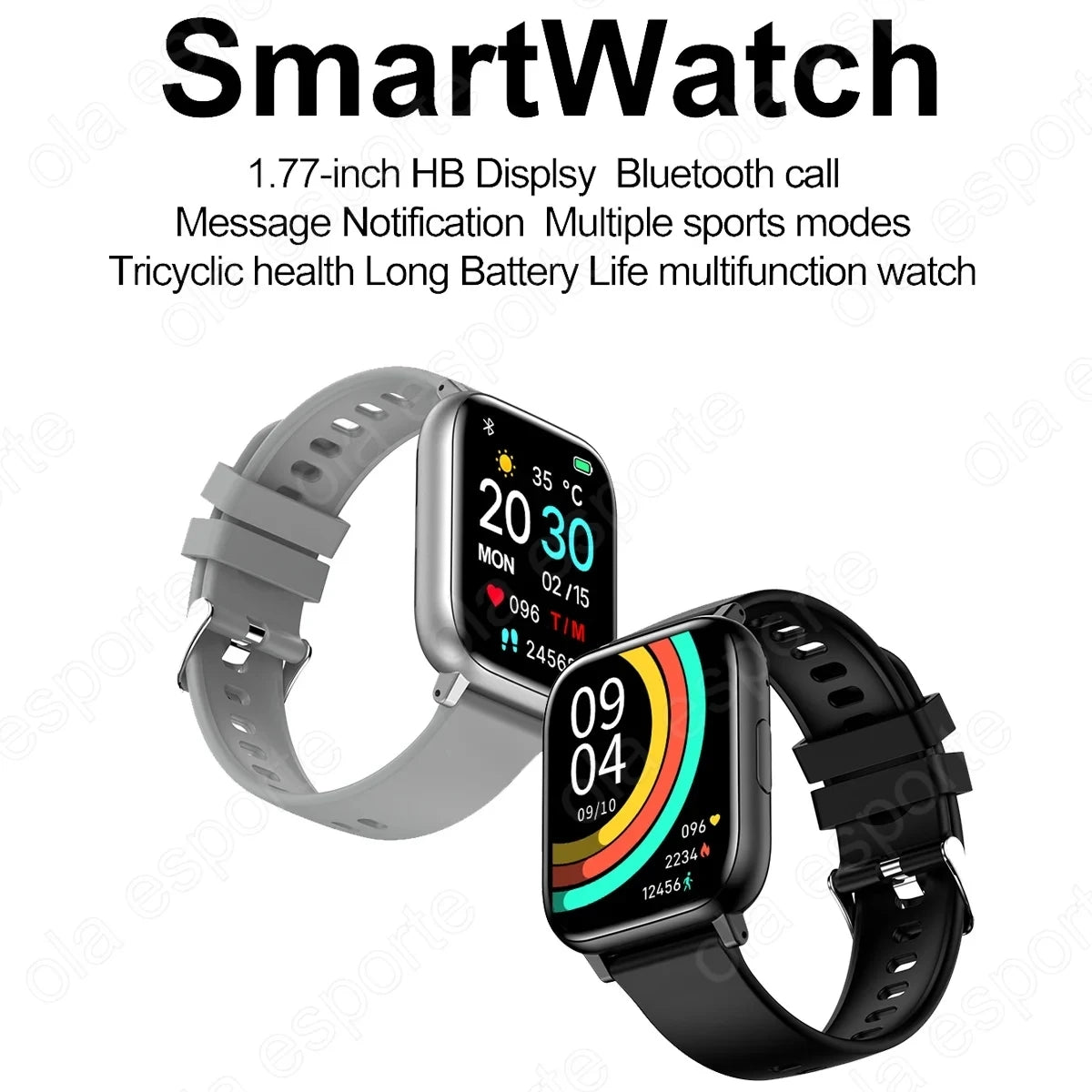 Ola Esporte Smart Watch 1.77" Bluetooth Call Fitness Tracker