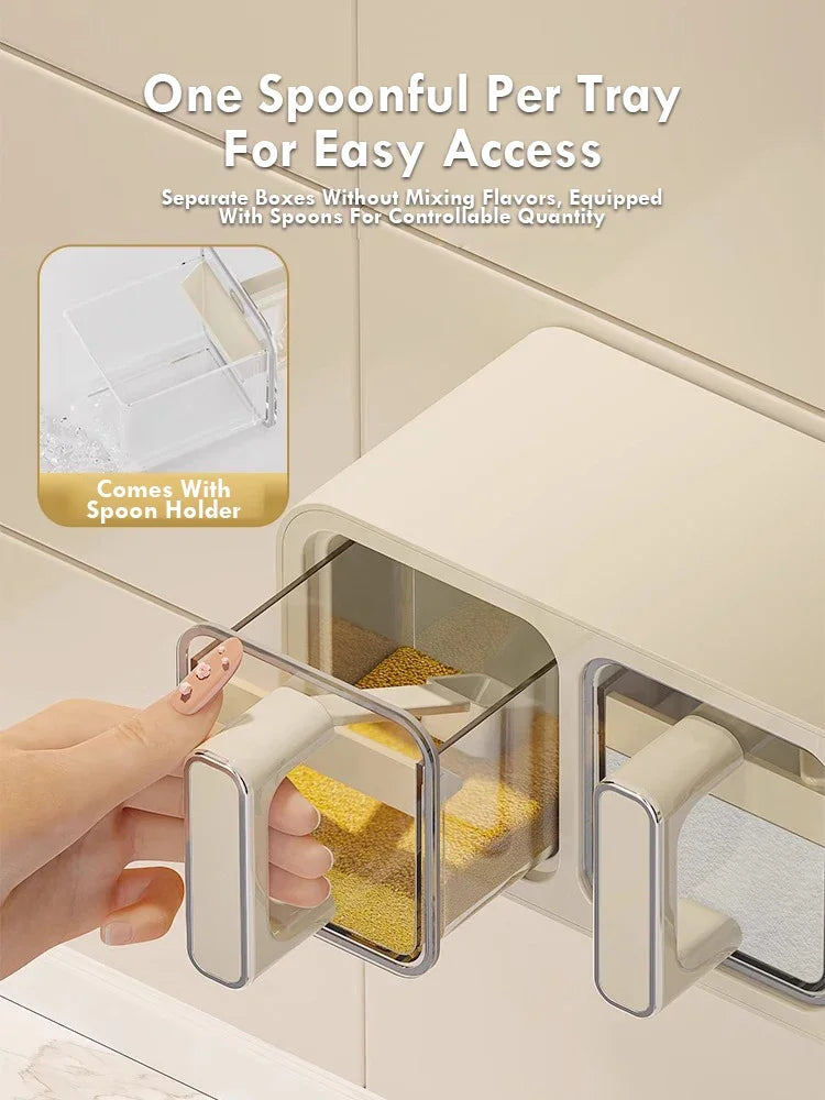 Kitchen Seasoning Storage Rack Combination Set Seasoning Tank Wall Mounted Non Perforated Seasoning Box Kitchen Accessories Peaceful Pleasures Health and Wellness