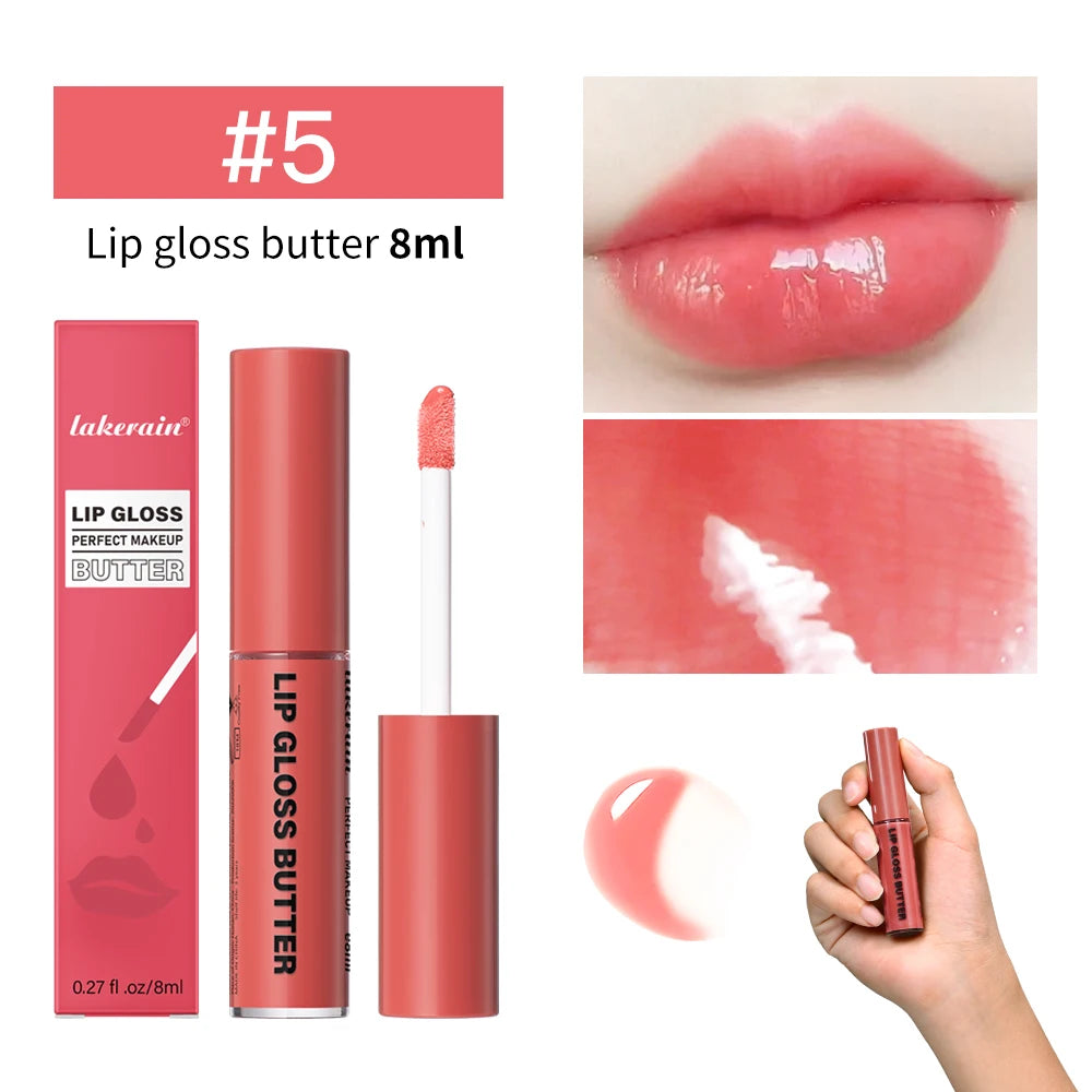 8ml Butter Non-stick Cup Gloss Lip Gloss Moisturizing Mirror Lip Gloss Lasting Color Lip glaze Dye Lip Liquid Makeup For Women Peaceful Pleasures Health and Wellness 5