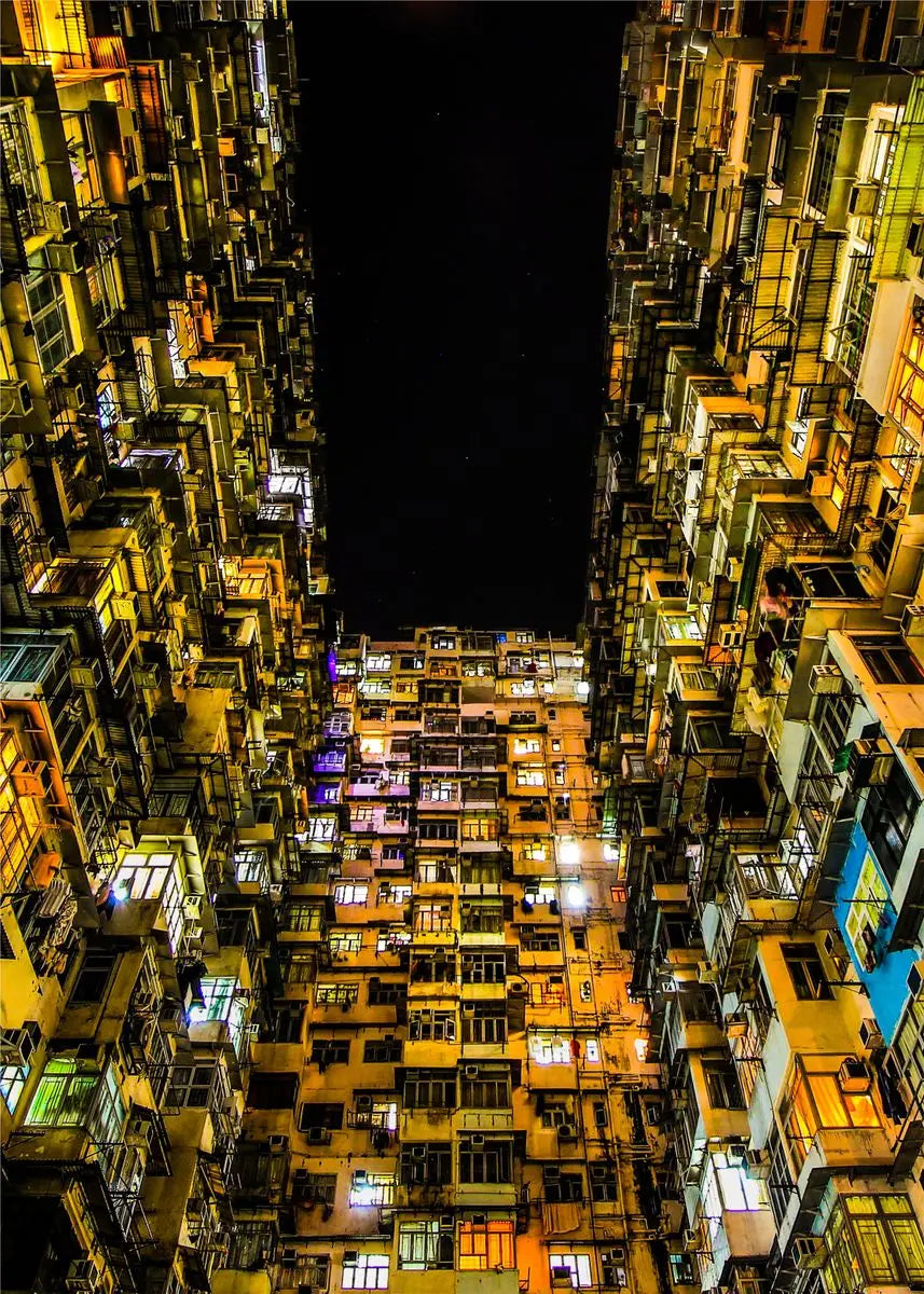 Hong Kong Night View Canvas Wall Art | Modern Cityscape Poster