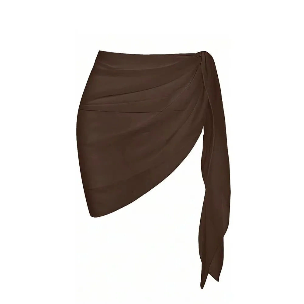 Women's Sheer Beach Coverup Skirt – Asymmetrical Mini Wrap
