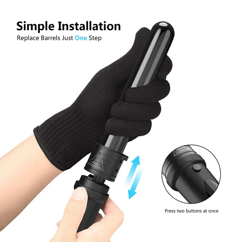 Professional Electric Ceramic 5 in 1 Curling Wand Set Interchangeable Styler Curling Iron with LED Temperature Display Peaceful Pleasures Health and Wellness