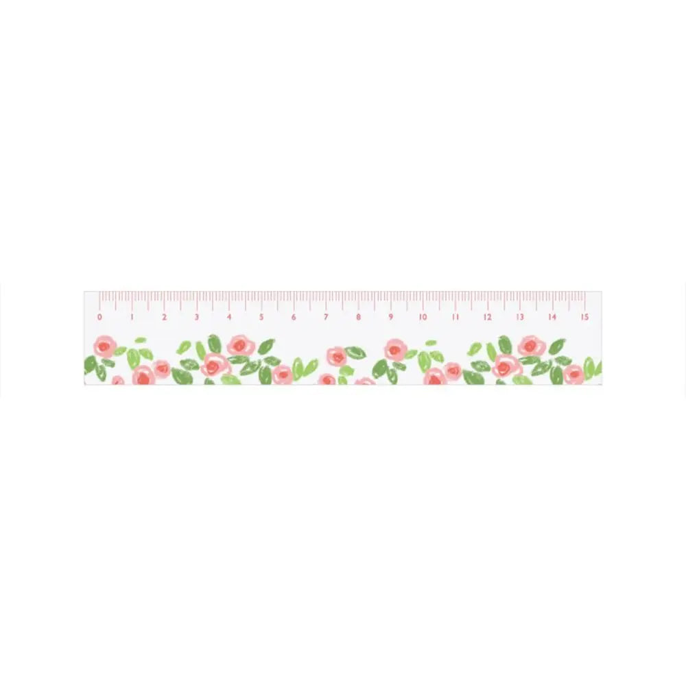 Creative Multifunction 15cm Straight Ruler Double-duty Acrylic Math Drawing Ruler Tulip Transparent Flower Bookmark Student Peaceful Pleasures Health and Wellness B