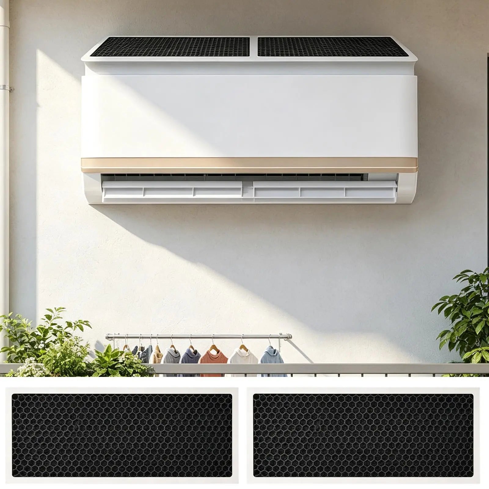 Air Conditioner Filters 2-Piece Washable Reusable Purification Air Conditioner Replacement Filters For Home Rv Apartment Living Peaceful Pleasures Health and Wellness