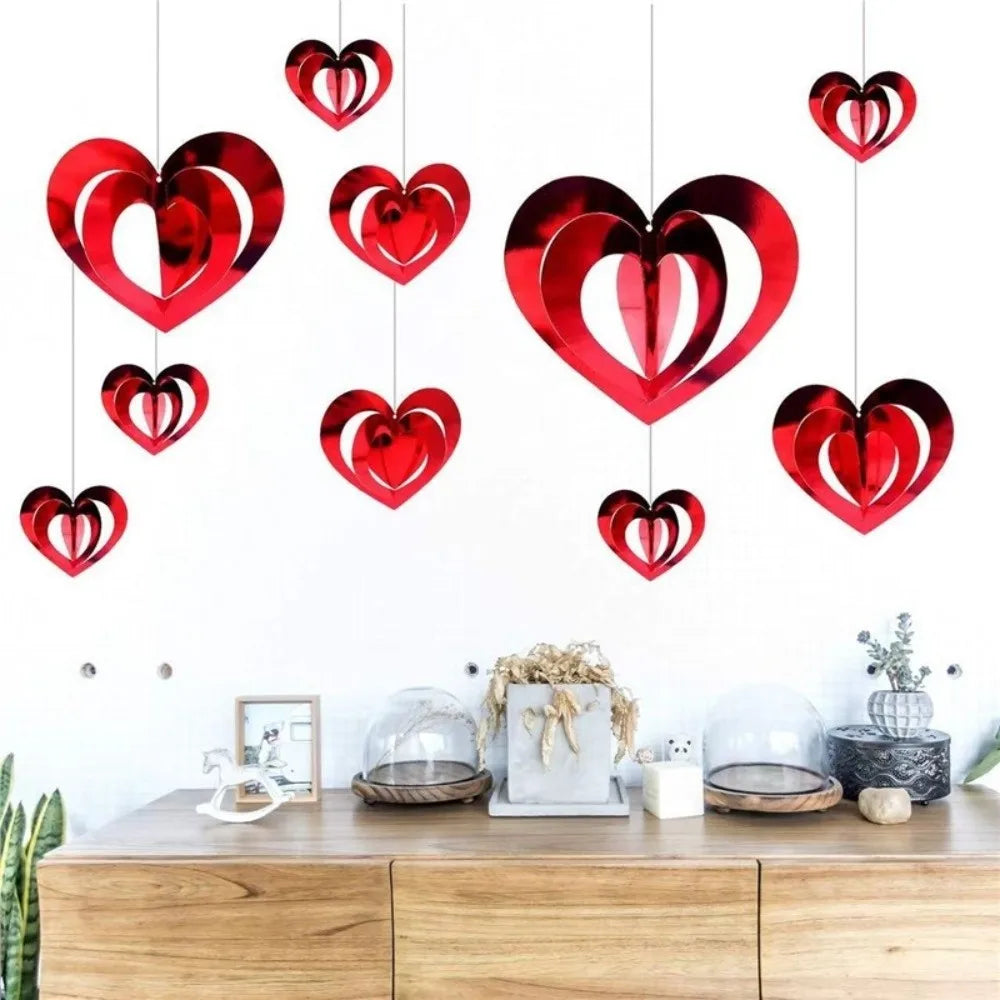 3D Love Flower Spiral Hanging Party Decorations – 16 Pcs