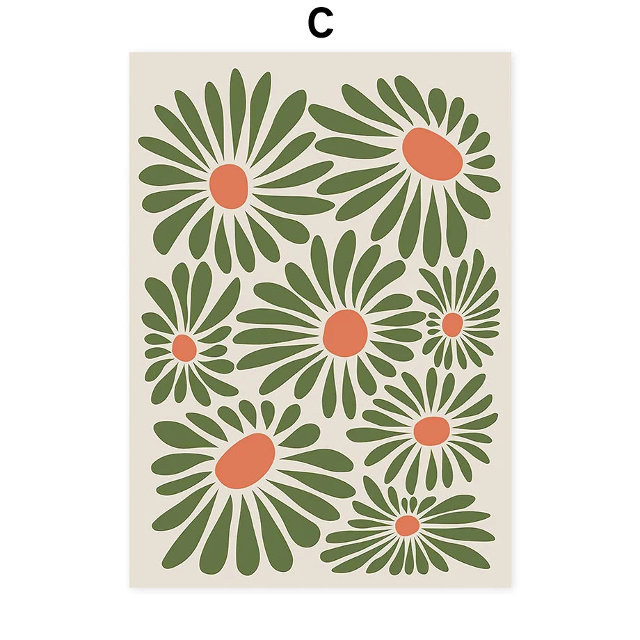 Abstract Flowers Canvas Wall Art Print | Unframed Home Decor