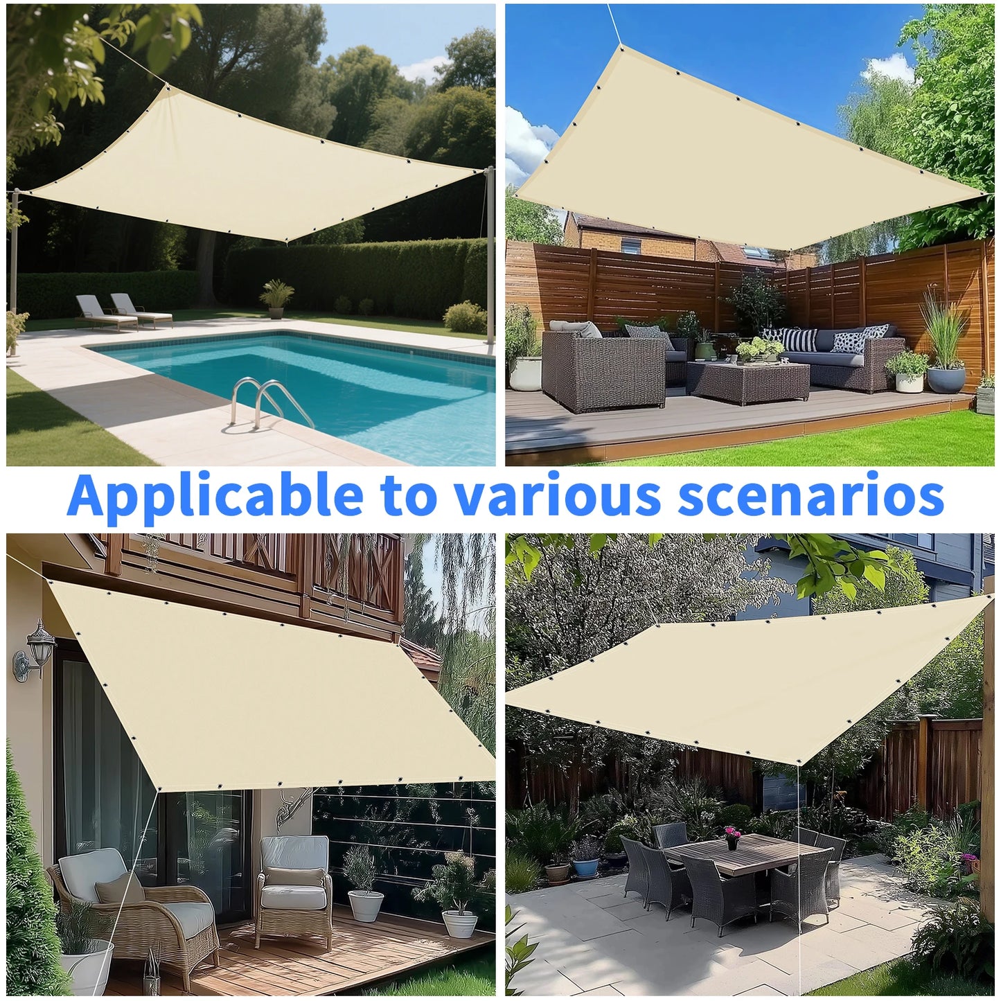 Rectangle Sun Shade Sail with Grommets | UV Block Canopy