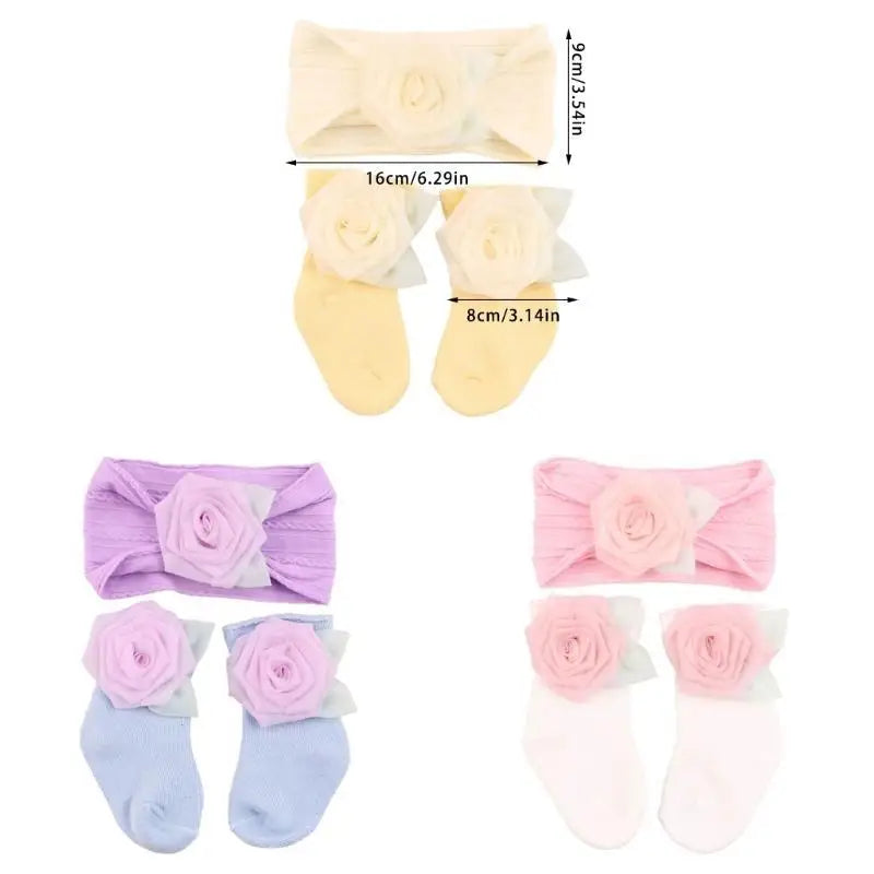 Newborn Baby Socks & Headband Set | Unisex 0–1 Year