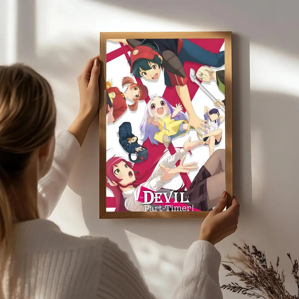 Anime T-The Devil Is a Part-Timer! Poster HD Self Adhesive Waterproof Wall Art Ideal for Home Office Dorm Bedroom Great Gift Peaceful Pleasures Health and Wellness White6 15X20cmNoframe