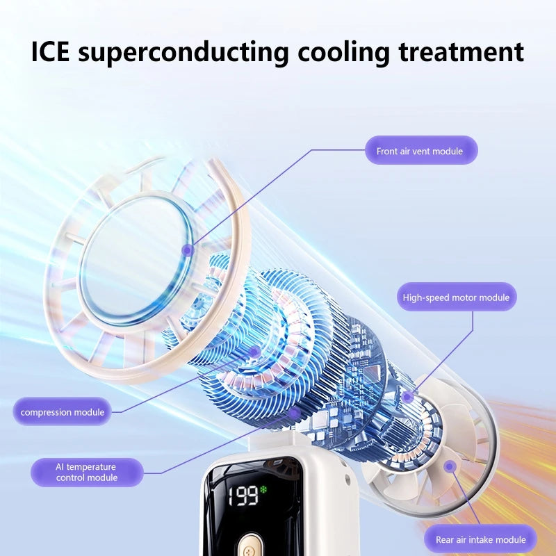 Lenovo Portable Handheld Small Fan 100-Speed Powerful Wind Cold Air Electric Fan Charging Foldable 90° Adjustable Outdoor Travel Peaceful Pleasures Health and Wellness