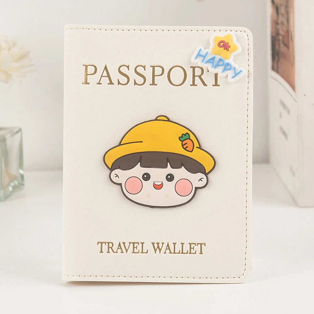 PU Leather Passport Protective Cover,Fashion Travel Document Holder,Cartoon Themed Passport Cover,Versatile Document Organiser Peaceful Pleasures Health and Wellness