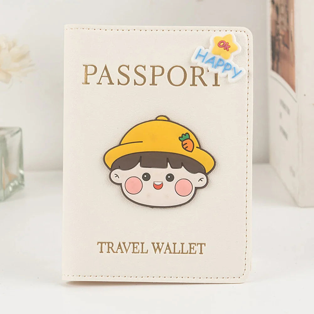 PU Leather Passport Cover | Cartoon Travel Document Holder