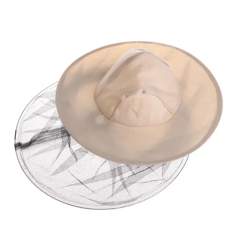 Professional Beekeeper’s Hat: Wide-Brimmed, Face-Thickened for Sunscreen and Special Half-Length Protection Peaceful Pleasures Health and Wellness Light Grey
