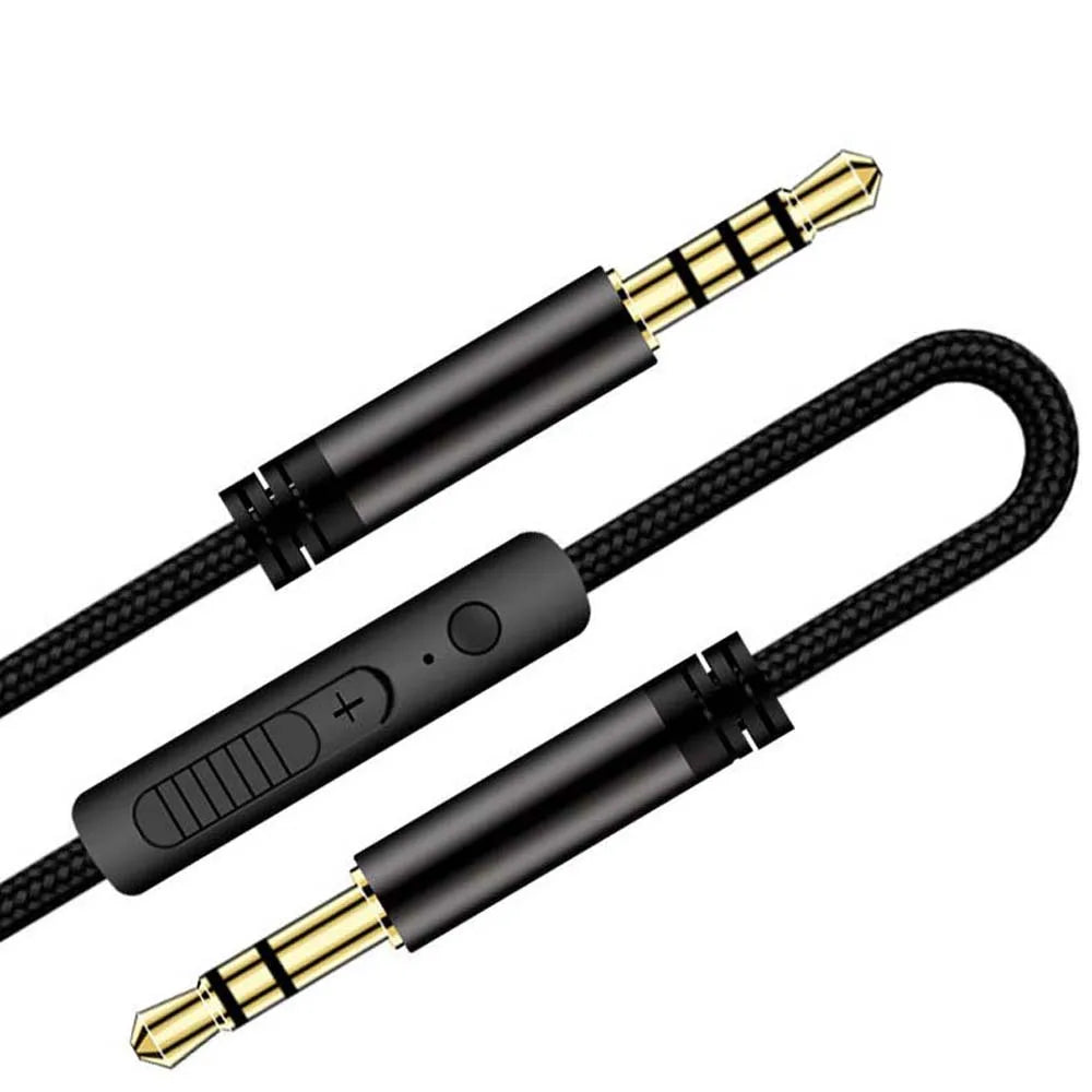 1.2m Cord With Mic Gold-plated Plug Headphone Cord Speaker Line Volume control Aux Cable Audio Wire Audio Cable Car Aux Cord Peaceful Pleasures Health and Wellness