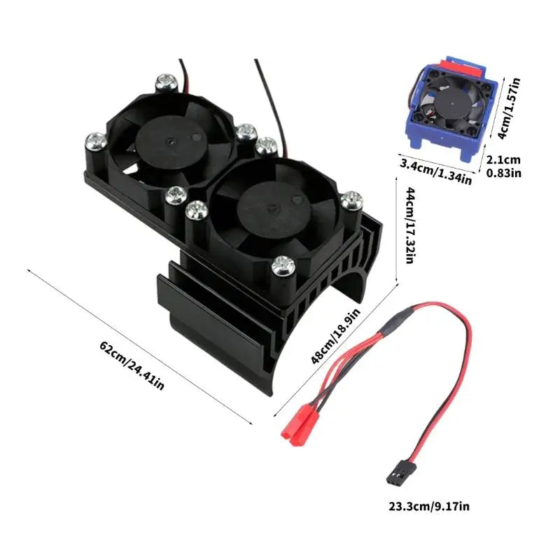 RC Car Aluminum Double Fan Cooling System 2000RPM | 1/10 Scale