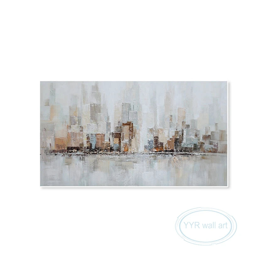 Wall Art Decor Picture Handmade Building Canvas Oil Painting Modern Abstract Acrylic Hanging Poster Home Hotel Aesthetics Mural Peaceful Pleasures Health and Wellness No frame 130cmx250cm