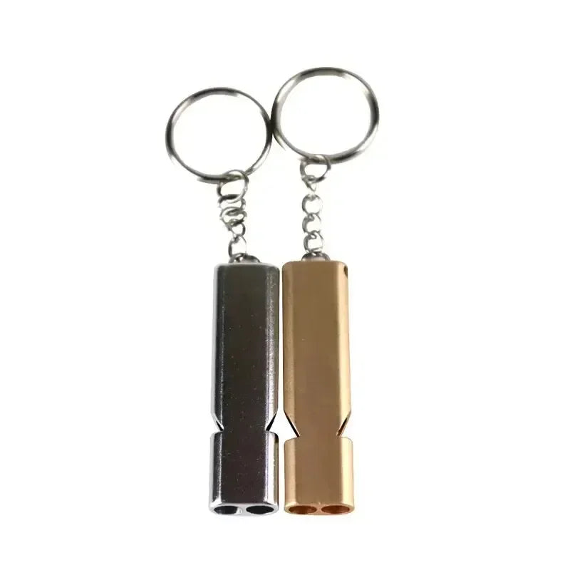 Whistle Flat Aluminum Alloy Dual Frequency Survival Double Tube Outdoor Survival Survival Whistle Equipment Equipped EDC Tool Peaceful Pleasures Health and Wellness